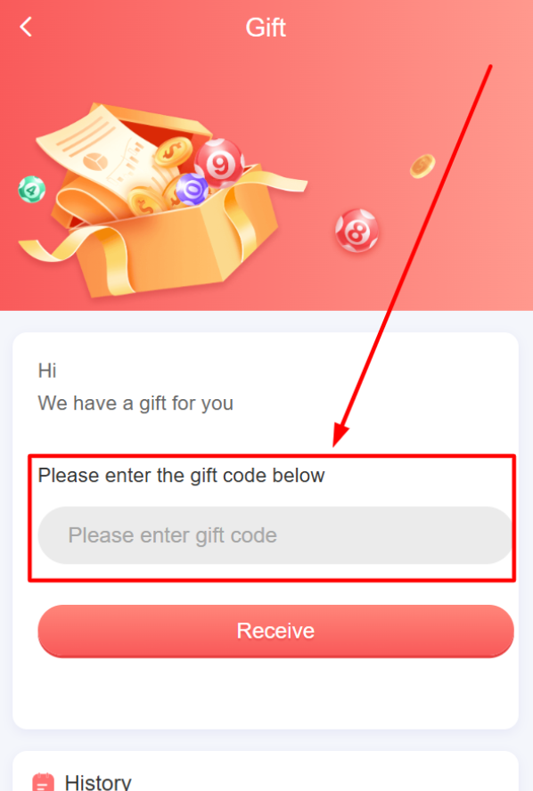enter the gift code