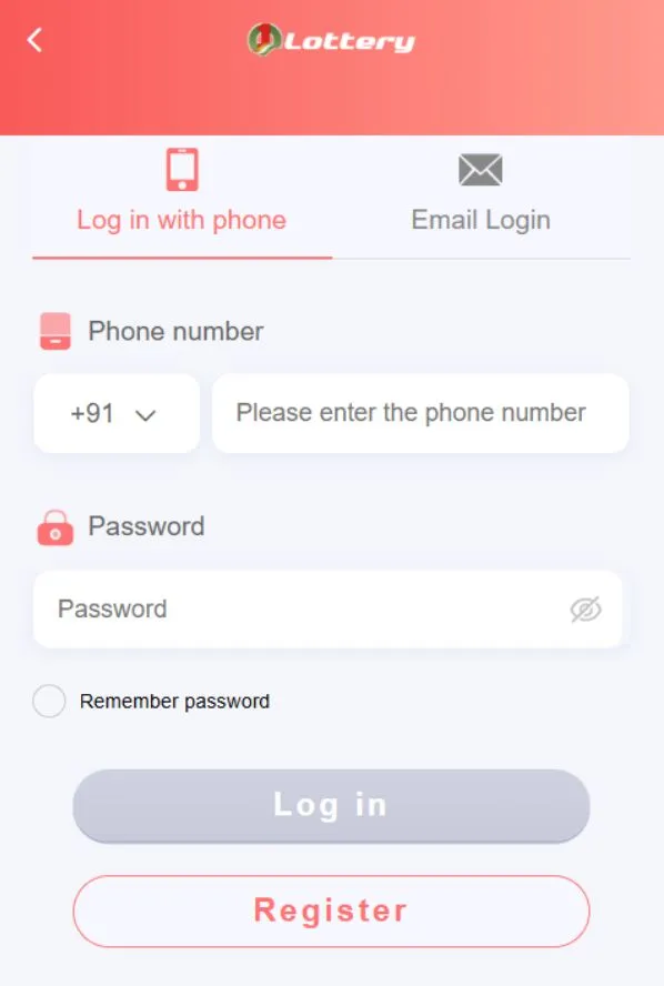 Open 1 Lottery app and login
